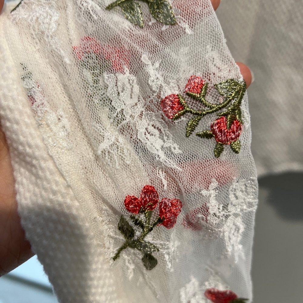 Free People FP x Anna Sui Le Fleur Knit Embroidered Lace Sleeve Thermal - Picture 6 of 8